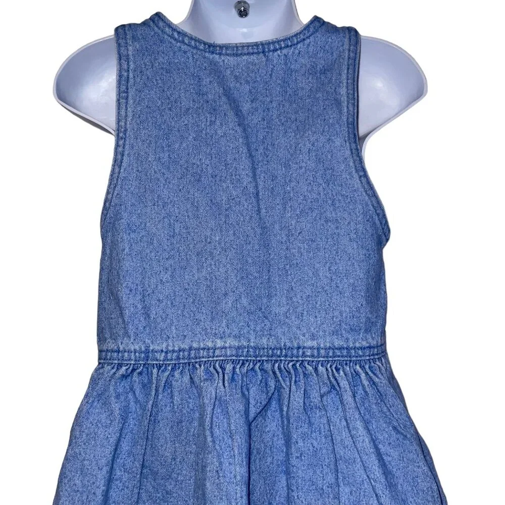 Vintage OshKosh BGosh Denim Jumper Dress Toddler Girls 4T Blue Made USA Light